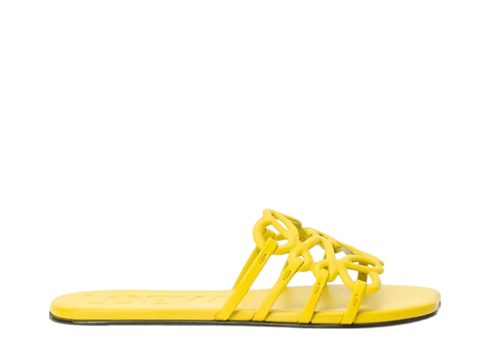 LOEWE Women's Petal Anagram Slide in Soft Calfskin "Yellow"