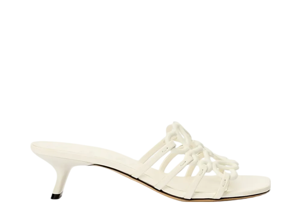 LOEWE Women's Petal Anagram Slide in Soft Calfskin "Anthurium White"