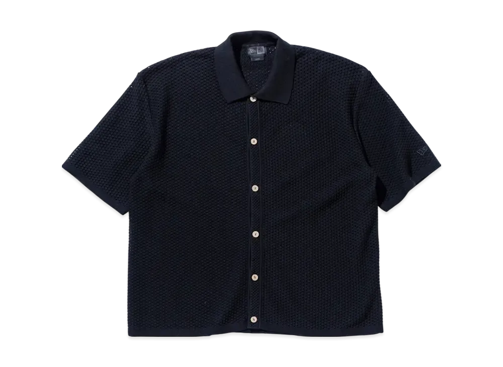 NEW ERA BLACK LABEL SS25 Short Sleeve Crochet Knit Shirt "Black"