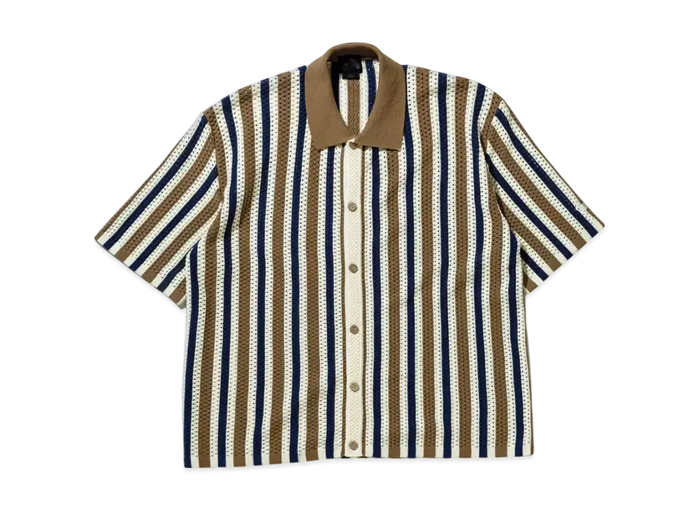 NEW ERA BLACK LABEL SS25 Short Sleeve Crochet Knit Shirt "Ash Brown"