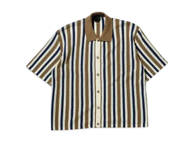 NEW ERA BLACK LABEL SS25 Short Sleeve Crochet Knit Shirt "Ash Brown"