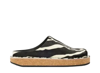 LOEWE Women's Rivet mule in hairy calfskin "Black/White"