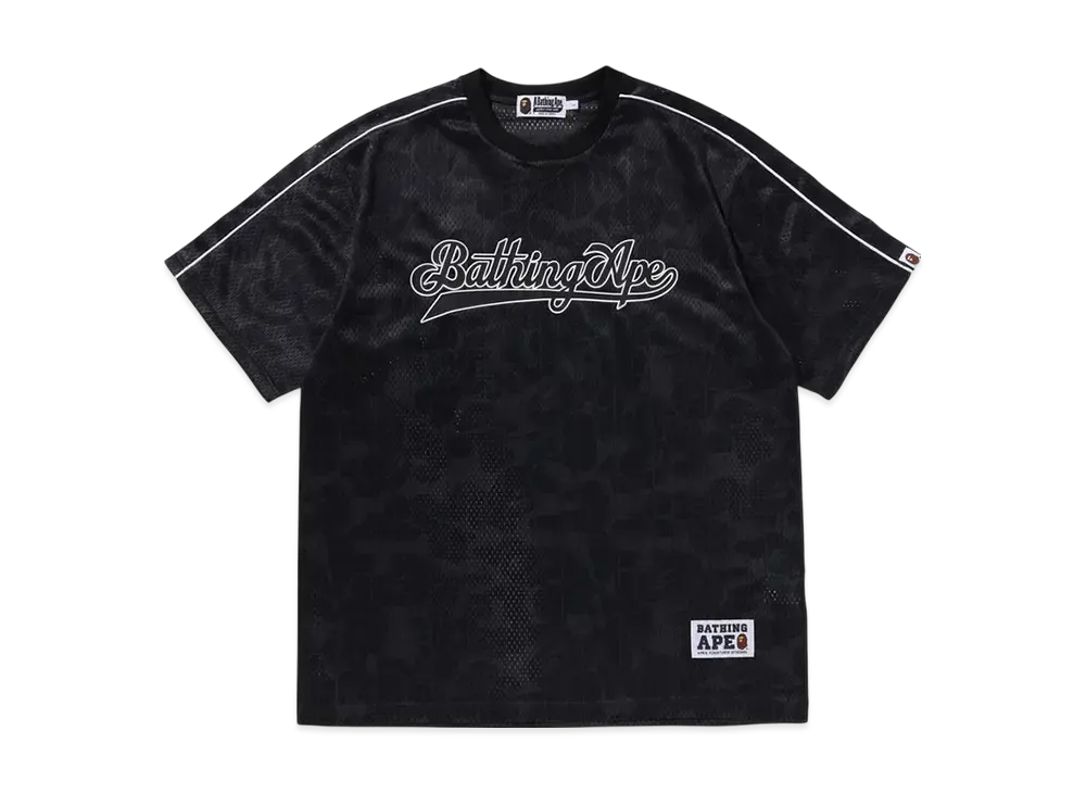 A BATHING APE Camo Stripe Baseball Logo Relaxed Fit Tee "Black"