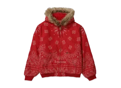 Supreme Bandana Jacquard Denim Hooded Work Jacket "Red"