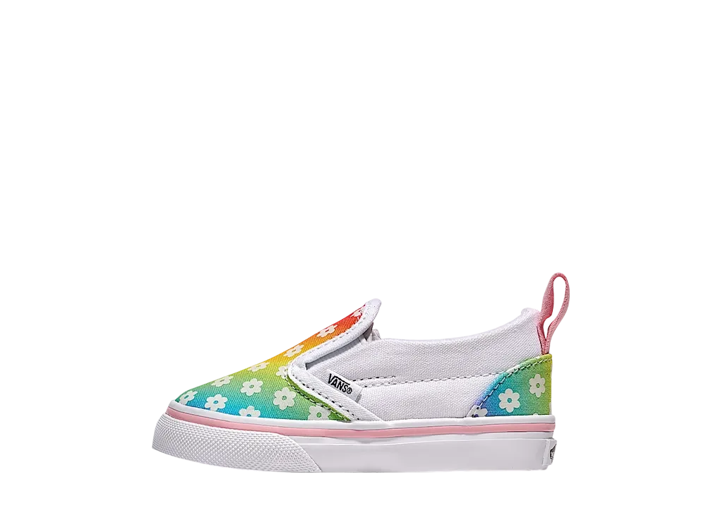 Vans Toddler Classic Slip-On V "Rainbow/White"