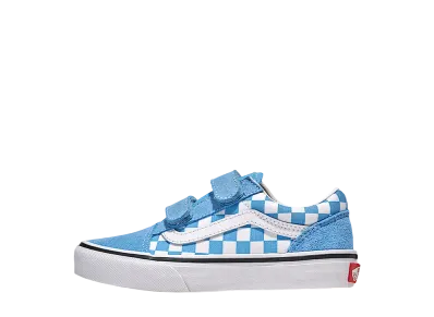 Vans Little Kids Old Skool V Checkerboard "Heritage Blue/White"