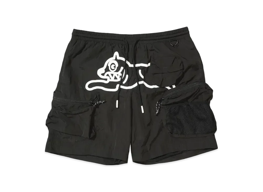 ICECREAM HIKER NYLON MULTI POCKET CARGO SHORTS "BLACK"
