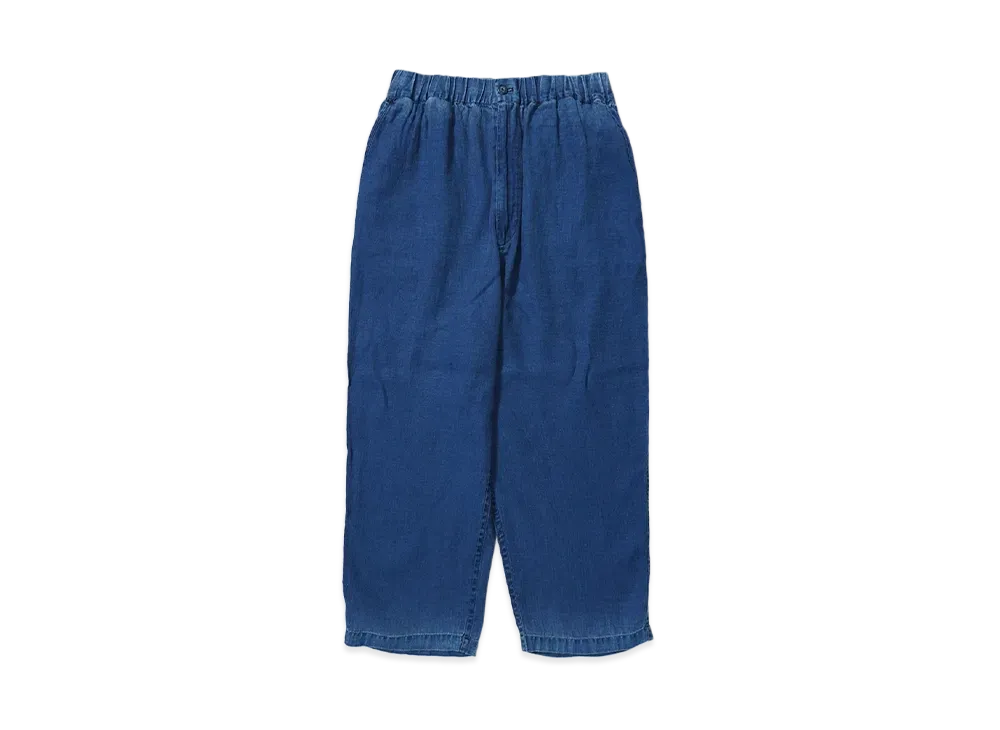 PORTER CLASSIC INDIGO LINEN EASY PANTS "BLUE"