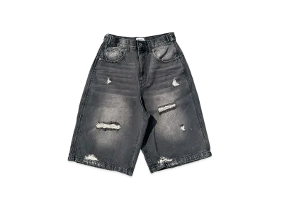 9090 King Logo Damage Buggy Jorts "SLUB BROWN"