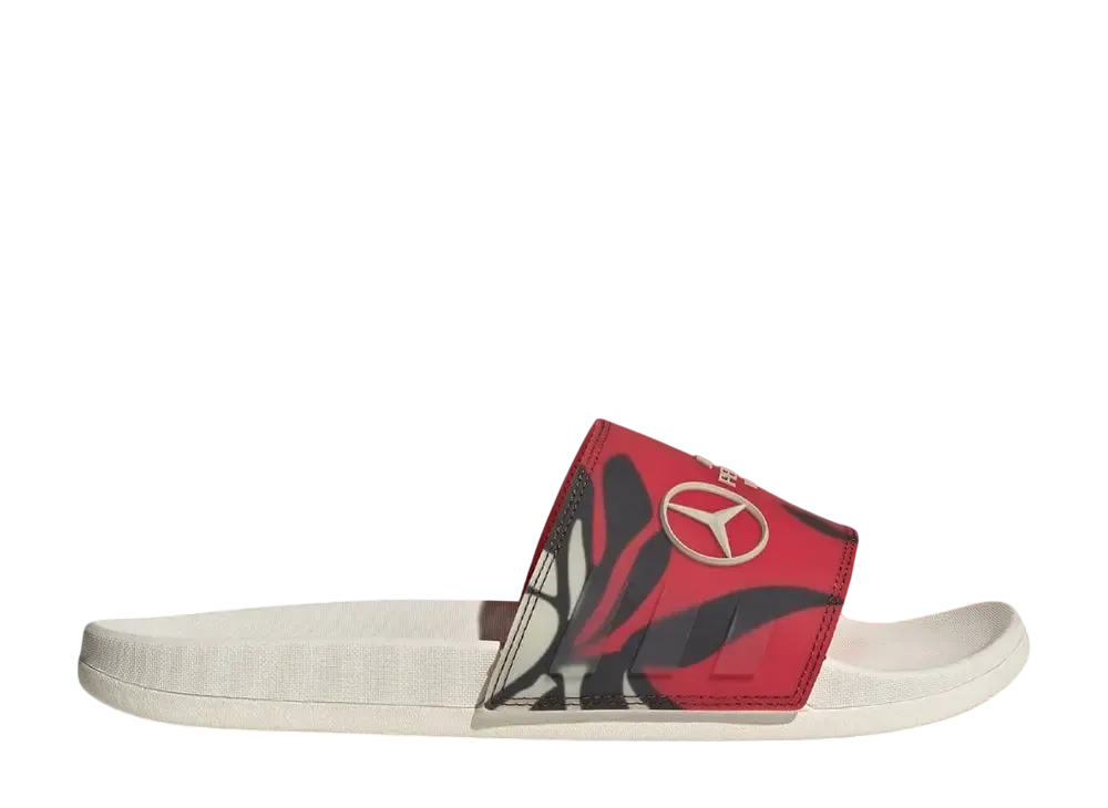 Mercedes AMG PETRONAS F1 Team × adidas Adilette Comfort Slide "Turbo/Aurora Ruby/Beige"