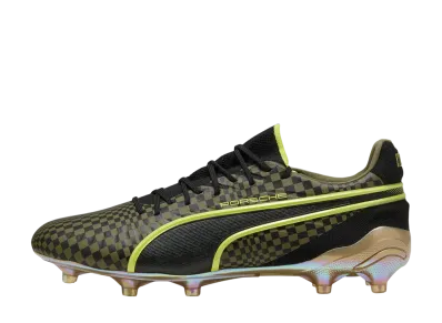 Porsche × Puma King Ultimate FG/AG "Olive Drab/Puma Black/Puma Gold"