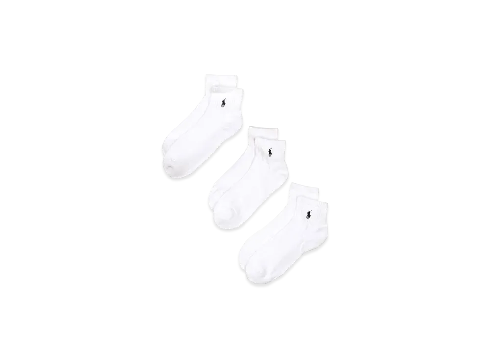 Polo Ralph Lauren 3 Pack Classic Foot Quarter Polo Ankle Socks "White"