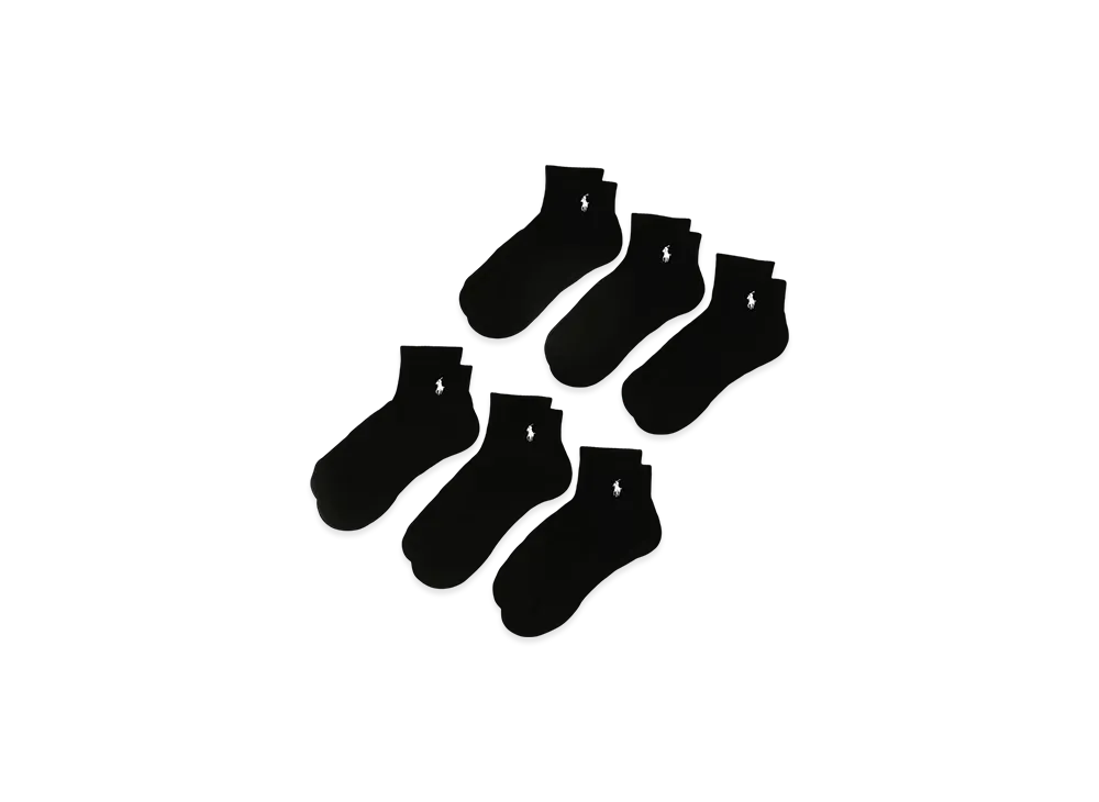 Polo Ralph Lauren 6 Pack Casual Quarter Socks "Black"