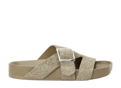 LOEWE Ease Buckle Slide in Brushed Suede "Green"