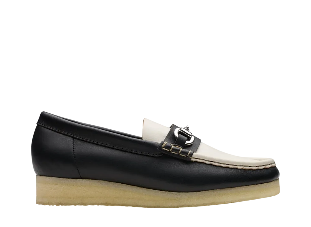 Clarks Women's Wallabee Loafer HBIT "Black/White Leather"