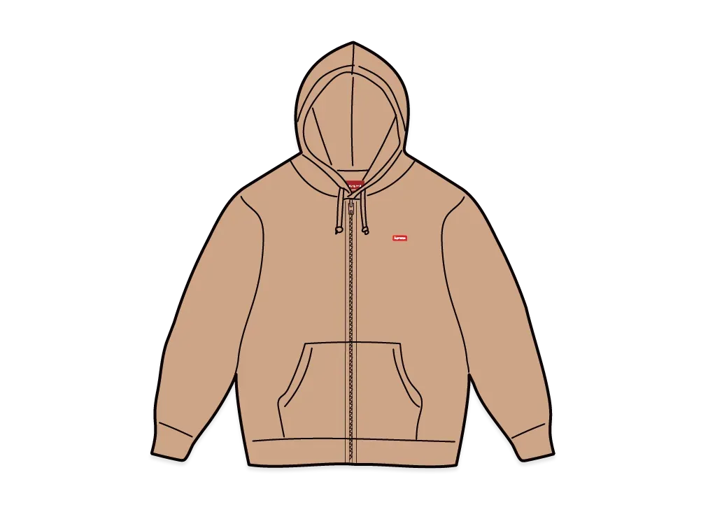 Supreme Small Box Zip Up Hooded Sweatshirt "Khaki"