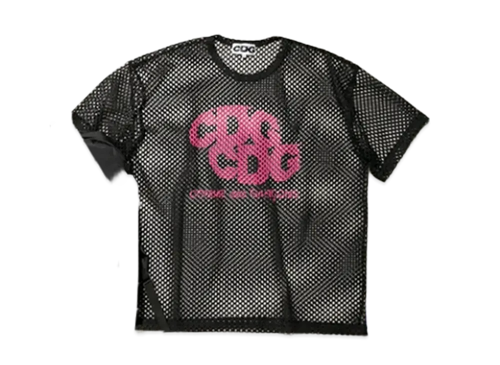 Comme des Garcons CDG Pink Logo Mesh T-Shirt "Black"