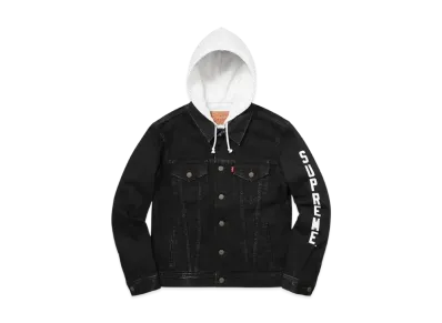Supreme x LEVI'S Custom Fit Fleece Hooded Trucker Jacket "Black/White"
