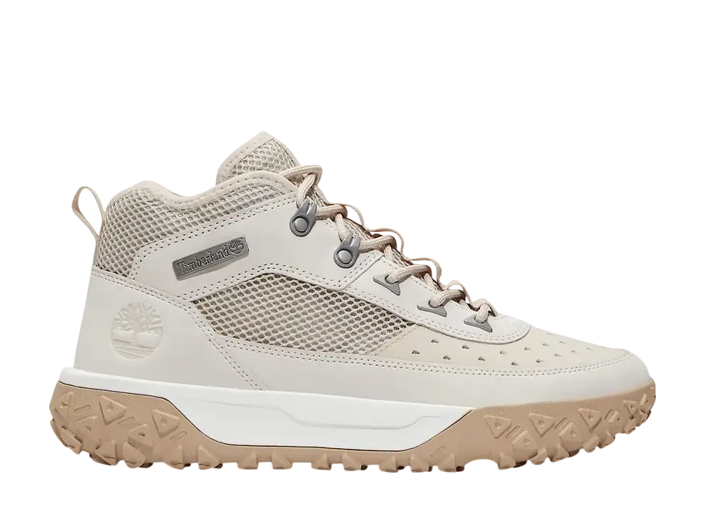 ティンバーランド グリーンストライド モーション6 ミッド レースアップ ハイキングブーツ "ライトグレー/ホワイト"