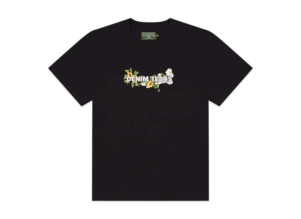 【Denim Tears】メンズ コットン フローラル ロゴ Tシャツ Denim Tears: Men's Cotton Floral Logo T-Shirt (White) | DSML