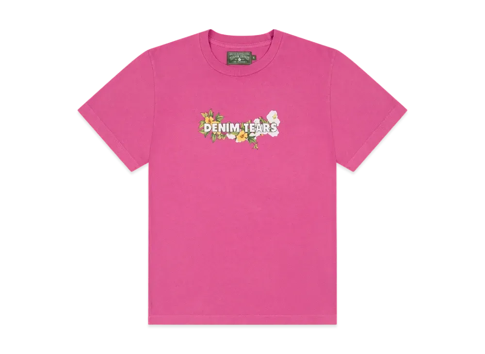 DENIM TEARS Cotton Floral Logo Tee "Pink"