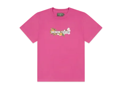 DENIM TEARS Cotton Floral Logo Tee "Pink"