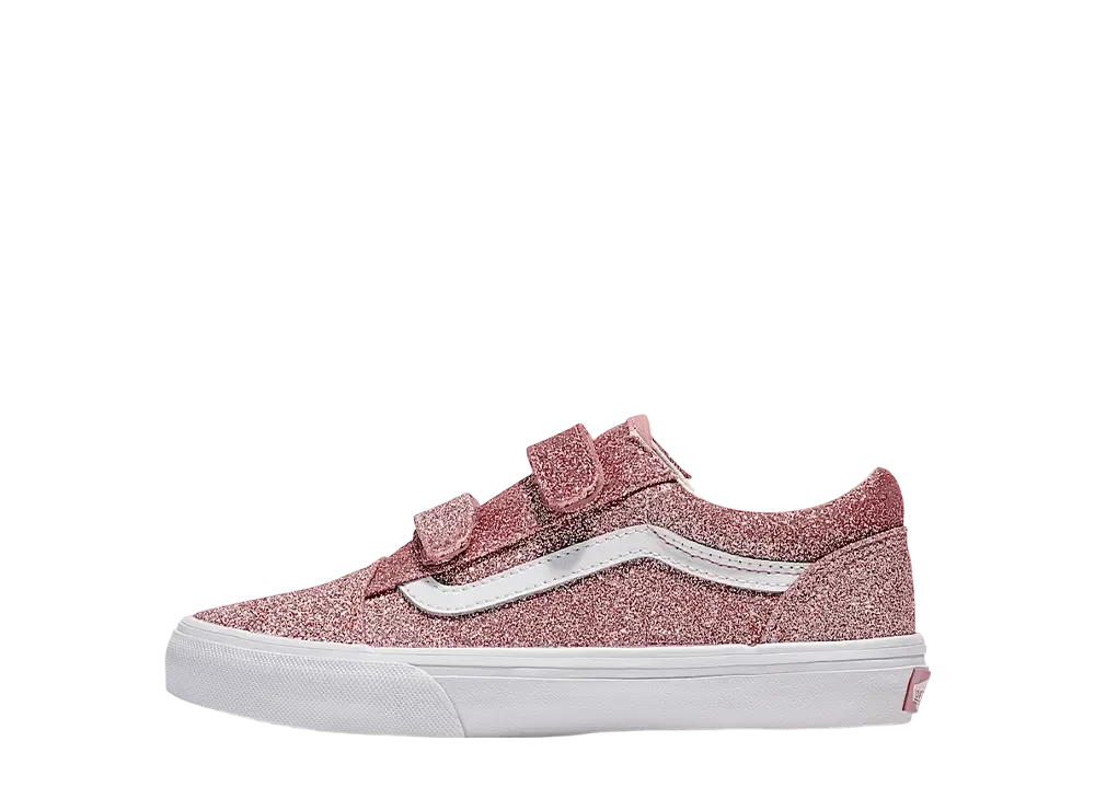 Vans Big Kids Old Skool V Glitter "Rose Gold Pink"