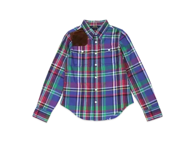 Polo Ralph Lauren Kids Suede Patch L/S Shirt "Blue/Green"