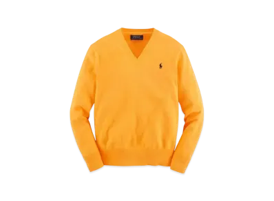 Polo Ralph Lauren Kids Cotton V-Neck Sweater "Orange"