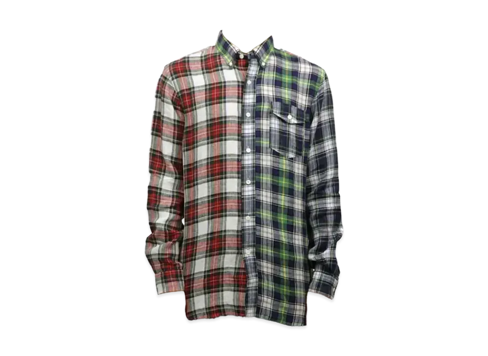 Polo Ralph Lauren Patchwork Plaid Linen Shirt "Green/Red"