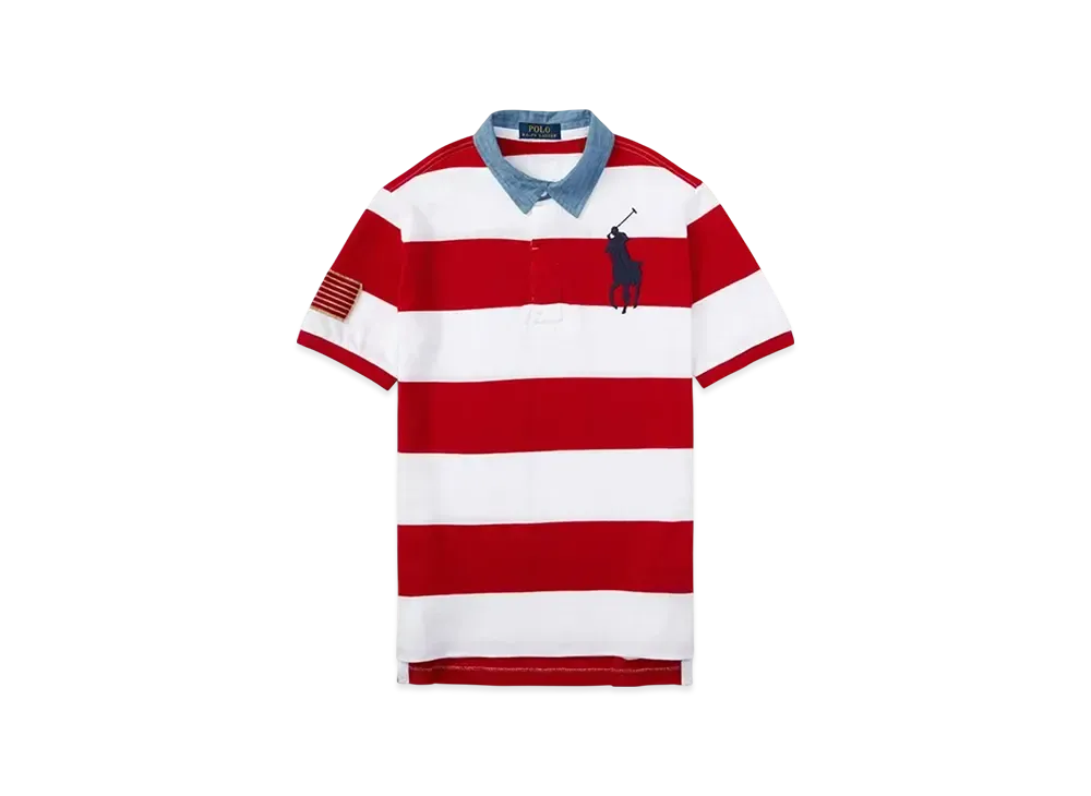 Polo Ralph Lauren Kids Big Pony Border S/S Polo "Red/White"