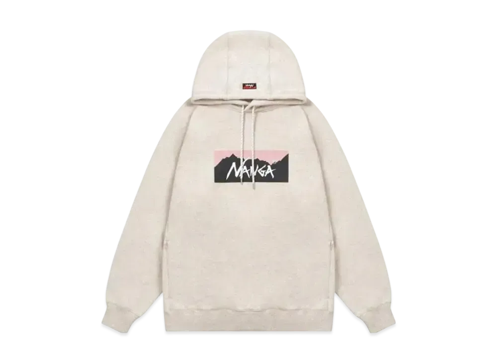 NANGA Logo Eco Hoodie "WhitePink"