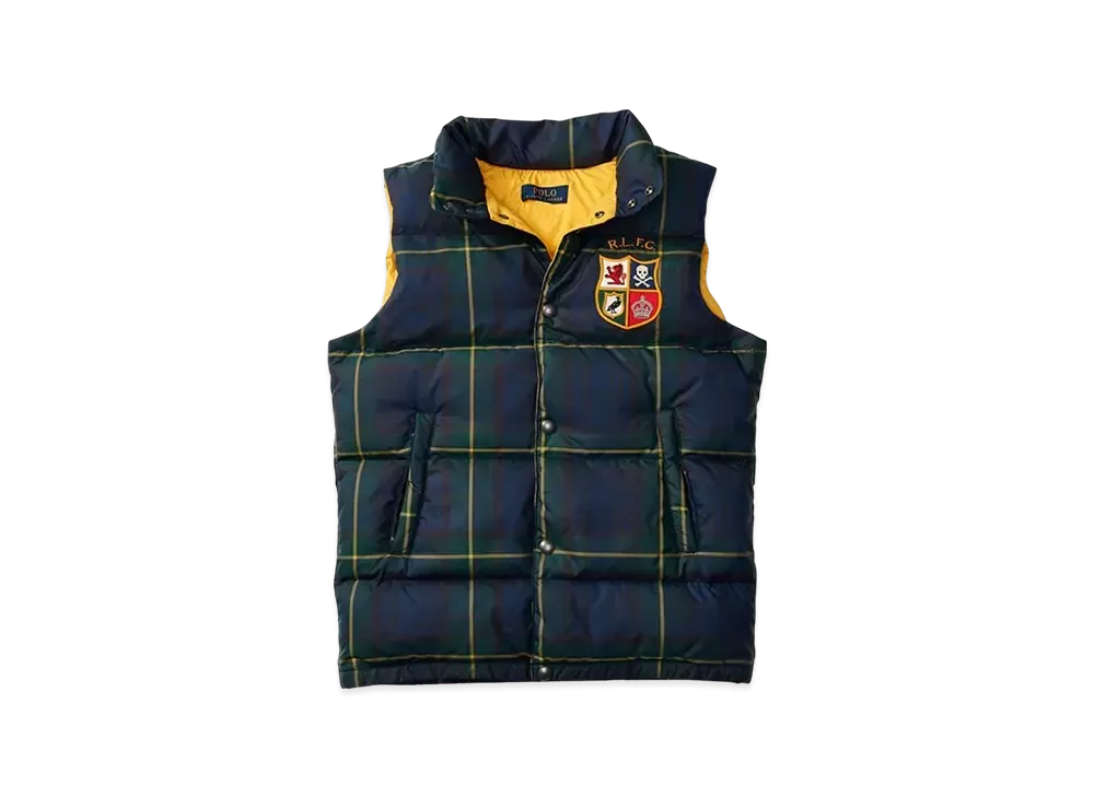 Polo Ralph Lauren Kids Tartan Quilted Down Vest "Green/Navy"