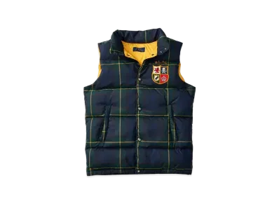 Polo Ralph Lauren Kids Tartan Quilted Down Vest "Green/Navy"