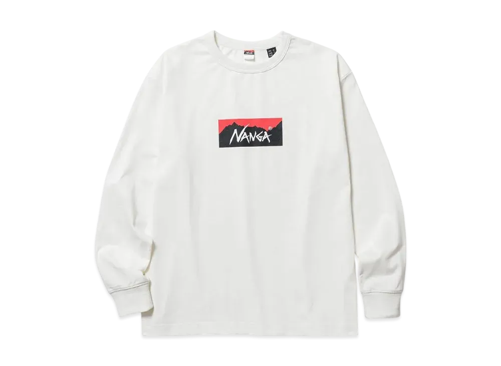 NANGA LS T-Shirt Crew Neck Logo Hybrid "White"