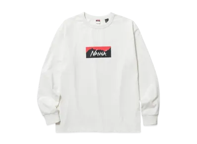 NANGA LS T-Shirt Crew Neck Logo Hybrid "White"