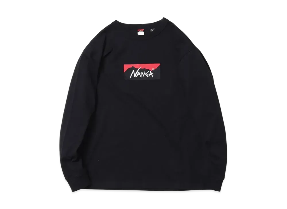 NANGA LS T-Shirt Crew Neck Logo Hybrid "Black"