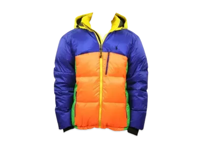 Polo Ralph Lauren Colour-Block Quilted Shell Hooded Down Jacket "Blue/Yellow"