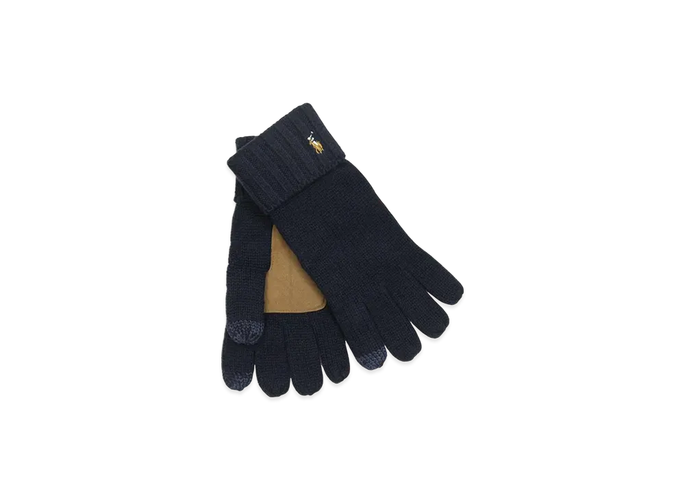Polo Ralph Lauren Signature Merino Touch Glove With Leather Patch "Navy"
