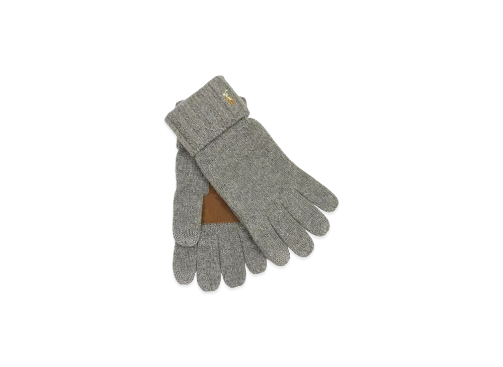 Polo Ralph Lauren Signature Merino Touch Glove With Leather Patch "Grey"