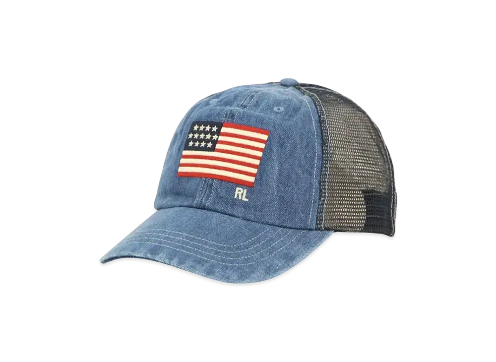 Polo Ralph Lauren USA Flag Classic Denim Trucker Cap "Indigo"