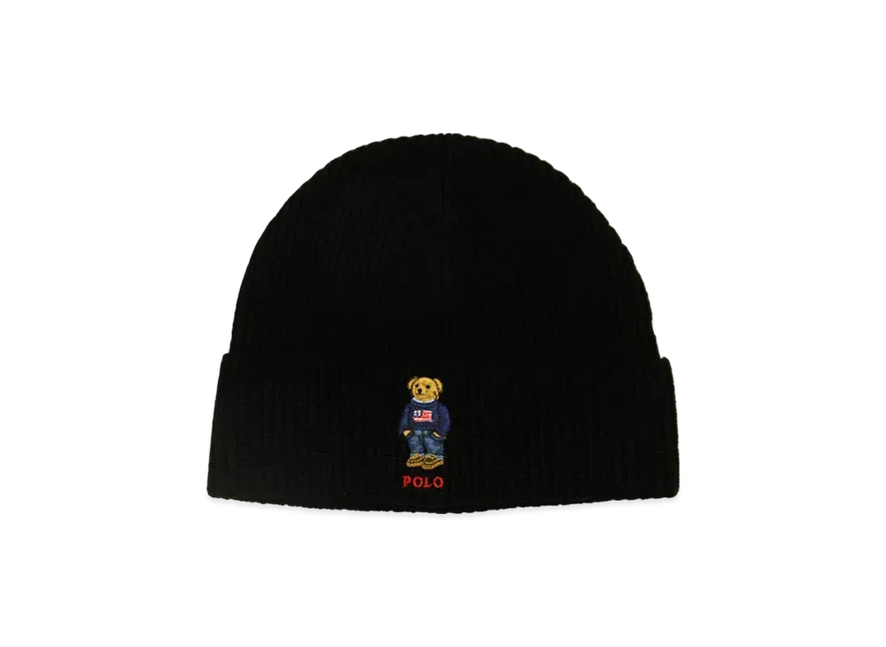 Polo Ralph Lauren Solid Flag Bear Beanie "Black"