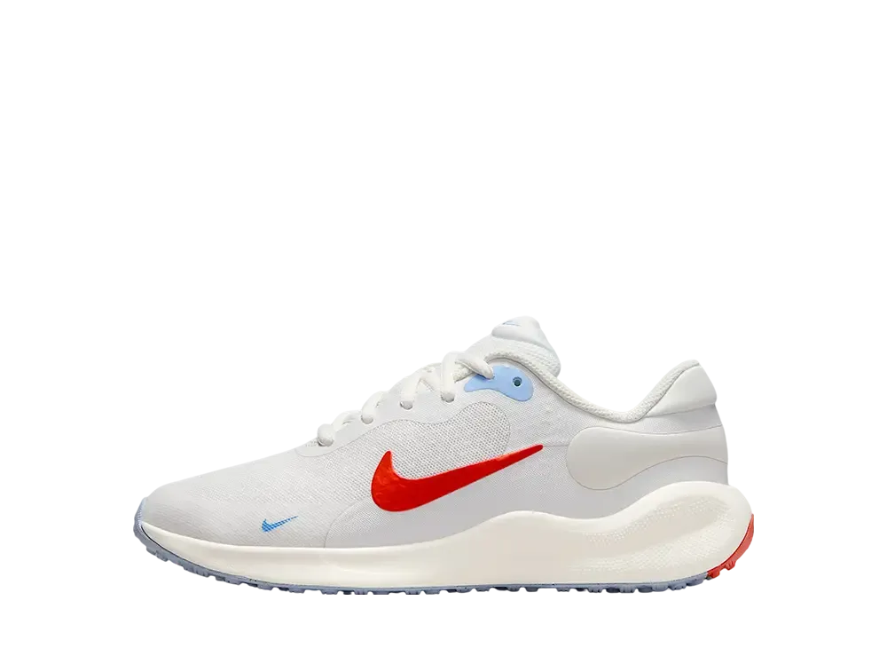 ナイキ GS レボリューション7 "サミットホワイト/セイル/サイキックブルー/ピカンテレッド" (キッズ)