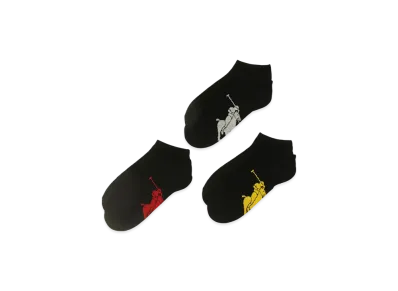Polo Ralph Lauren 3 Pack Big Polo Sole Low Cut Socks "Black"