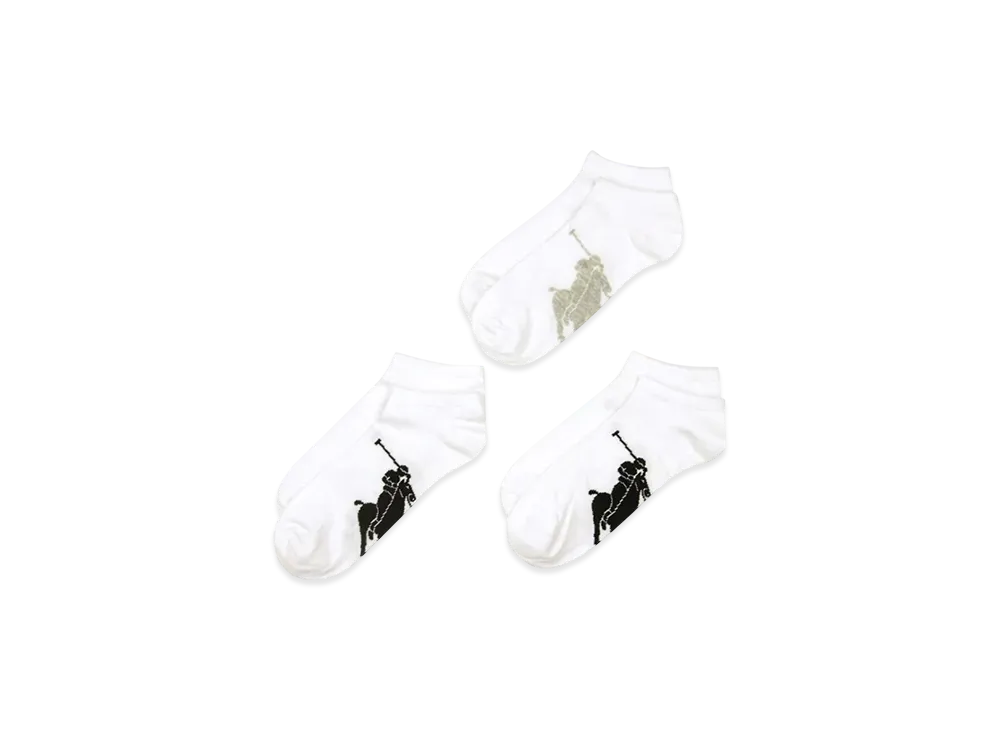 Polo Ralph Lauren 3 Pack Big Polo Sole Low Cut Socks "White"