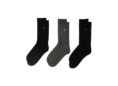 Polo Ralph Lauren 3 Pack Rib Cushioned Foot Crew Socks "Mix"