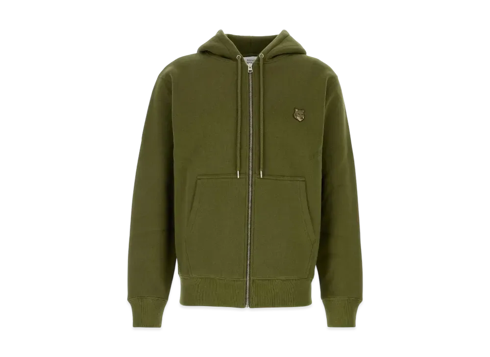 Maison Kitsune Bold Fox Head Patch Comfort Zip Hoodie "Military Green"