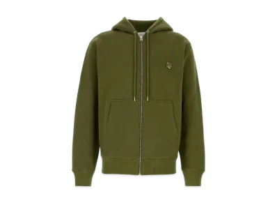 Maison Kitsune Bold Fox Head Patch Comfort Zip Hoodie "Military Green"