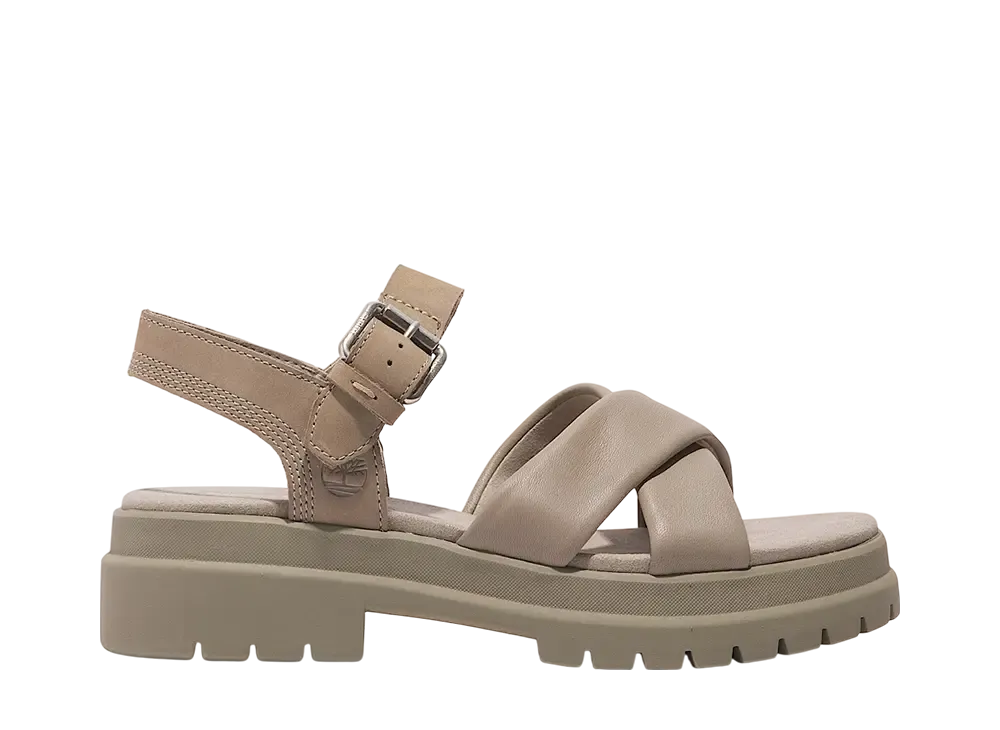Timberland Women's London Vibe Cross Strap Sandal "Light Taupe Full Grain"