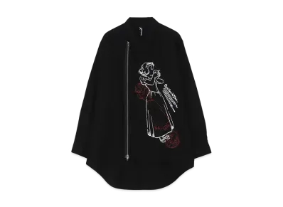 Ground Y Snow White Collection Snow White Line Drawing Left Overlapping Shirt "Black"